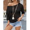 image:imageZeagoo Womens Summer Tops Crochet Sweaters Resort Wear 34 Sleeve Hollow Out Knit Tops 2026 Beach CoverupBlack