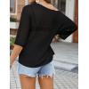 image:imageZeagoo Womens Summer Tops Crochet Sweaters Resort Wear 34 Sleeve Hollow Out Knit Tops 2026 Beach CoverupBlack