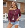 image:imageZeagoo Womens Summer Tops Crochet Sweaters Resort Wear 34 Sleeve Hollow Out Knit Tops 2026 Beach CoverupBurgundy
