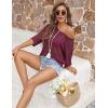 image:imageZeagoo Womens Summer Tops Crochet Sweaters Resort Wear 34 Sleeve Hollow Out Knit Tops 2026 Beach CoverupBurgundy