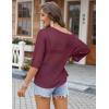 image:imageZeagoo Womens Summer Tops Crochet Sweaters Resort Wear 34 Sleeve Hollow Out Knit Tops 2026 Beach CoverupBurgundy