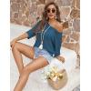 image:imageZeagoo Womens Summer Tops Crochet Sweaters Resort Wear 34 Sleeve Hollow Out Knit Tops 2026 Beach CoverupCyan