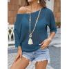 image:imageZeagoo Womens Summer Tops Crochet Sweaters Resort Wear 34 Sleeve Hollow Out Knit Tops 2026 Beach CoverupCyan