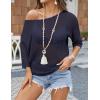 image:imageZeagoo Womens Summer Tops Crochet Sweaters Resort Wear 34 Sleeve Hollow Out Knit Tops 2026 Beach CoverupDeep Blue
