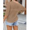 image:imageZeagoo Womens Summer Tops Crochet Sweaters Resort Wear 34 Sleeve Hollow Out Knit Tops 2026 Beach CoverupKhaki
