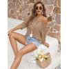 image:imageZeagoo Womens Summer Tops Crochet Sweaters Resort Wear 34 Sleeve Hollow Out Knit Tops 2026 Beach CoverupKhaki