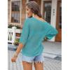 image:imageZeagoo Womens Summer Tops Crochet Sweaters Resort Wear 34 Sleeve Hollow Out Knit Tops 2026 Beach CoverupLake Blue