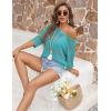 image:imageZeagoo Womens Summer Tops Crochet Sweaters Resort Wear 34 Sleeve Hollow Out Knit Tops 2026 Beach CoverupLake Blue