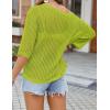image:imageZeagoo Womens Summer Tops Crochet Sweaters Resort Wear 34 Sleeve Hollow Out Knit Tops 2026 Beach CoverupLemon