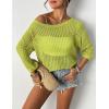 image:imageZeagoo Womens Summer Tops Crochet Sweaters Resort Wear 34 Sleeve Hollow Out Knit Tops 2026 Beach CoverupLemon