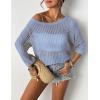 image:imageZeagoo Womens Summer Tops Crochet Sweaters Resort Wear 34 Sleeve Hollow Out Knit Tops 2026 Beach CoverupLight Blue
