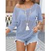 image:imageZeagoo Womens Summer Tops Crochet Sweaters Resort Wear 34 Sleeve Hollow Out Knit Tops 2026 Beach CoverupLight Blue