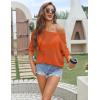 image:imageZeagoo Womens Summer Tops Crochet Sweaters Resort Wear 34 Sleeve Hollow Out Knit Tops 2026 Beach CoverupOrange