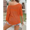 image:imageZeagoo Womens Summer Tops Crochet Sweaters Resort Wear 34 Sleeve Hollow Out Knit Tops 2026 Beach CoverupOrange
