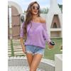 image:imageZeagoo Womens Summer Tops Crochet Sweaters Resort Wear 34 Sleeve Hollow Out Knit Tops 2026 Beach CoverupPurple