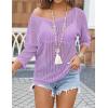 image:imageZeagoo Womens Summer Tops Crochet Sweaters Resort Wear 34 Sleeve Hollow Out Knit Tops 2026 Beach CoverupPurple