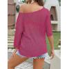 image:imageZeagoo Womens Summer Tops Crochet Sweaters Resort Wear 34 Sleeve Hollow Out Knit Tops 2026 Beach CoverupRose Red