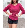 image:imageZeagoo Womens Summer Tops Crochet Sweaters Resort Wear 34 Sleeve Hollow Out Knit Tops 2026 Beach CoverupRose Red