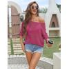 image:imageZeagoo Womens Summer Tops Crochet Sweaters Resort Wear 34 Sleeve Hollow Out Knit Tops 2026 Beach CoverupRose Red