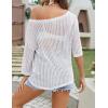 image:imageZeagoo Womens Summer Tops Crochet Sweaters Resort Wear 34 Sleeve Hollow Out Knit Tops 2026 Beach CoverupWhite