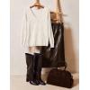 image:imageZeagoo Womens Sweaters Fall Trendy Casual Long Sleeve Shirt Lightweight V Neck Off Shoulder Crochet Pullover Top OutfitBbeige