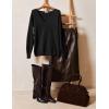 image:imageZeagoo Womens Sweaters Fall Trendy Casual Long Sleeve Shirt Lightweight V Neck Off Shoulder Crochet Pullover Top OutfitBblack