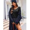 image:imageZeagoo Womens Sweaters Fall Trendy Casual Long Sleeve Shirt Lightweight V Neck Off Shoulder Crochet Pullover Top OutfitBblack