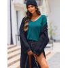 image:imageZeagoo Womens Sweaters Fall Trendy Casual Long Sleeve Shirt Lightweight V Neck Off Shoulder Crochet Pullover Top OutfitBblue Green