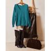 image:imageZeagoo Womens Sweaters Fall Trendy Casual Long Sleeve Shirt Lightweight V Neck Off Shoulder Crochet Pullover Top OutfitBblue Green