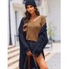 image:imageZeagoo Womens Sweaters Fall Trendy Casual Long Sleeve Shirt Lightweight V Neck Off Shoulder Crochet Pullover Top OutfitBbrown