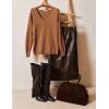 image:imageZeagoo Womens Sweaters Fall Trendy Casual Long Sleeve Shirt Lightweight V Neck Off Shoulder Crochet Pullover Top OutfitBbrown