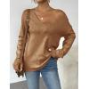 image:imageZeagoo Womens Sweaters Fall Trendy Casual Long Sleeve Shirt Lightweight V Neck Off Shoulder Crochet Pullover Top OutfitBbrown