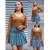 image:imageZeagoo Womens Sweaters Fall Trendy Casual Long Sleeve Shirt Lightweight V Neck Off Shoulder Crochet Pullover Top OutfitBbrown