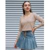 image:imageZeagoo Womens Sweaters Fall Trendy Casual Long Sleeve Shirt Lightweight V Neck Off Shoulder Crochet Pullover Top OutfitBdark Apricot