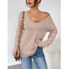 image:imageZeagoo Womens Sweaters Fall Trendy Casual Long Sleeve Shirt Lightweight V Neck Off Shoulder Crochet Pullover Top OutfitBdark Apricot