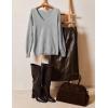 image:imageZeagoo Womens Sweaters Fall Trendy Casual Long Sleeve Shirt Lightweight V Neck Off Shoulder Crochet Pullover Top OutfitBgray