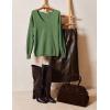 image:imageZeagoo Womens Sweaters Fall Trendy Casual Long Sleeve Shirt Lightweight V Neck Off Shoulder Crochet Pullover Top OutfitBgray Green