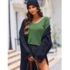 image:imageZeagoo Womens Sweaters Fall Trendy Casual Long Sleeve Shirt Lightweight V Neck Off Shoulder Crochet Pullover Top OutfitBgray Green