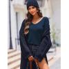 image:imageZeagoo Womens Sweaters Fall Trendy Casual Long Sleeve Shirt Lightweight V Neck Off Shoulder Crochet Pullover Top OutfitBnavy Blue