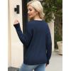 image:imageZeagoo Womens Sweaters Fall Trendy Casual Long Sleeve Shirt Lightweight V Neck Off Shoulder Crochet Pullover Top OutfitBnavy Blue