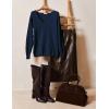image:imageZeagoo Womens Sweaters Fall Trendy Casual Long Sleeve Shirt Lightweight V Neck Off Shoulder Crochet Pullover Top OutfitBnavy Blue