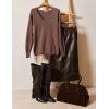 image:imageZeagoo Womens Sweaters Fall Trendy Casual Long Sleeve Shirt Lightweight V Neck Off Shoulder Crochet Pullover Top OutfitBnutmeg