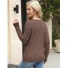 image:imageZeagoo Womens Sweaters Fall Trendy Casual Long Sleeve Shirt Lightweight V Neck Off Shoulder Crochet Pullover Top OutfitBnutmeg
