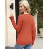 image:imageZeagoo Womens Sweaters Fall Trendy Casual Long Sleeve Shirt Lightweight V Neck Off Shoulder Crochet Pullover Top OutfitBorange