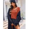 image:imageZeagoo Womens Sweaters Fall Trendy Casual Long Sleeve Shirt Lightweight V Neck Off Shoulder Crochet Pullover Top OutfitBorange