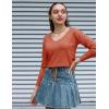 image:imageZeagoo Womens Sweaters Fall Trendy Casual Long Sleeve Shirt Lightweight V Neck Off Shoulder Crochet Pullover Top OutfitBorange