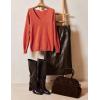 image:imageZeagoo Womens Sweaters Fall Trendy Casual Long Sleeve Shirt Lightweight V Neck Off Shoulder Crochet Pullover Top OutfitBorange