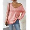 image:imageZeagoo Womens Sweaters Fall Trendy Casual Long Sleeve Shirt Lightweight V Neck Off Shoulder Crochet Pullover Top OutfitBpink