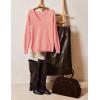 image:imageZeagoo Womens Sweaters Fall Trendy Casual Long Sleeve Shirt Lightweight V Neck Off Shoulder Crochet Pullover Top OutfitBpink
