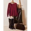 image:imageZeagoo Womens Sweaters Fall Trendy Casual Long Sleeve Shirt Lightweight V Neck Off Shoulder Crochet Pullover Top OutfitBwine Red